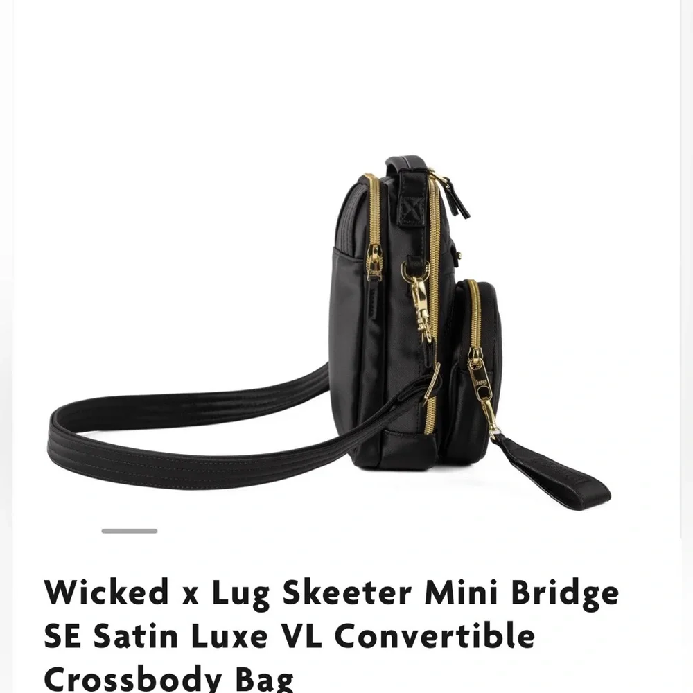 Lug Wicked x Lug Skeeter Mini Bridge SE Satin Luxe VL Crossbody Bag-Black-NWT - Picture 13 of 16